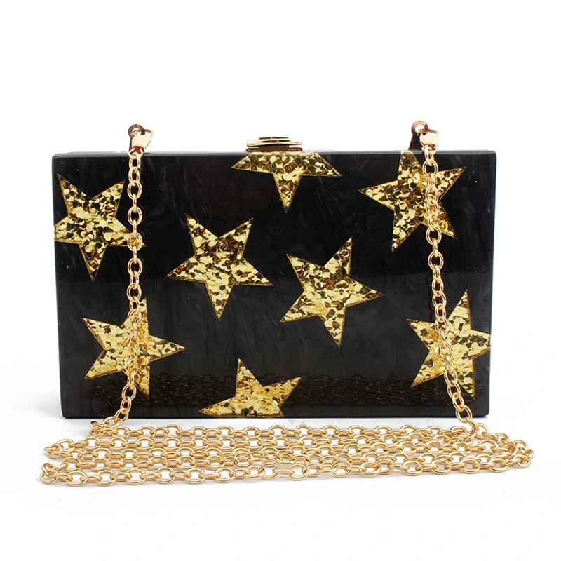 New five-pointed star evening bag evening bag sequin clutch