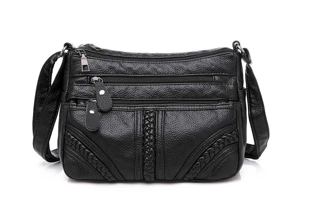 Small Square Bag Soft Leather Single Shoulder Bag Fashion Woven Lace Sideband Sidekick Bag Leisure