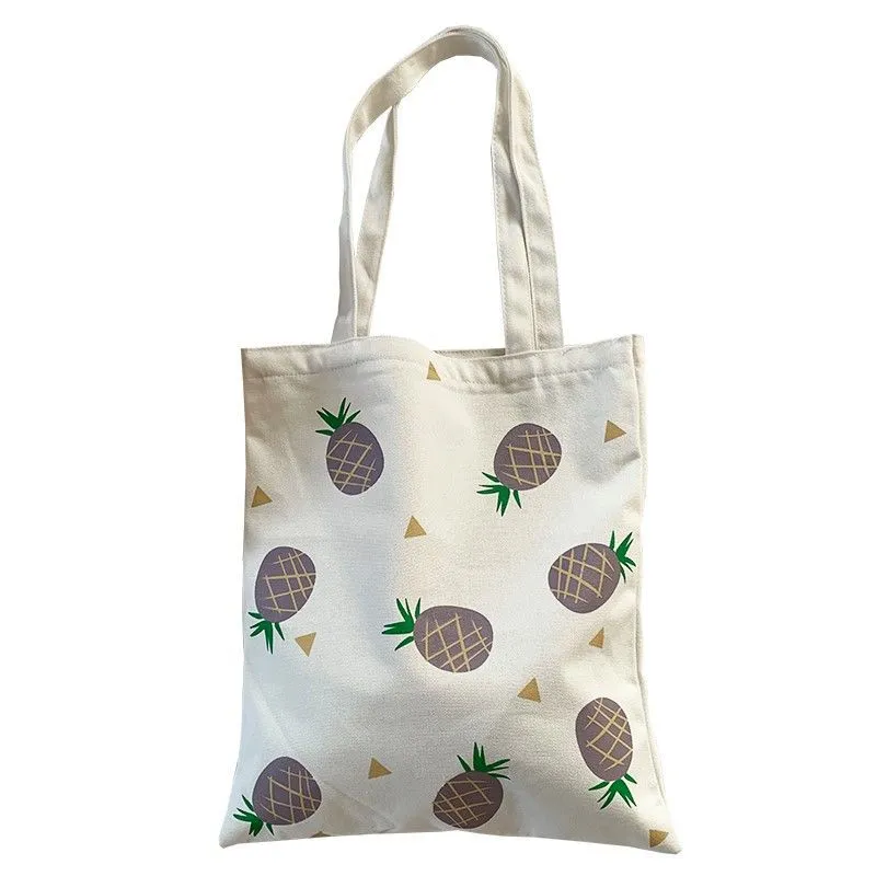 New Fashion Pineapple Fruit Canvas Bag Women'S Single Shoulder Japanese Harajuku Style Student Cotton Ins Bag Women Canvas