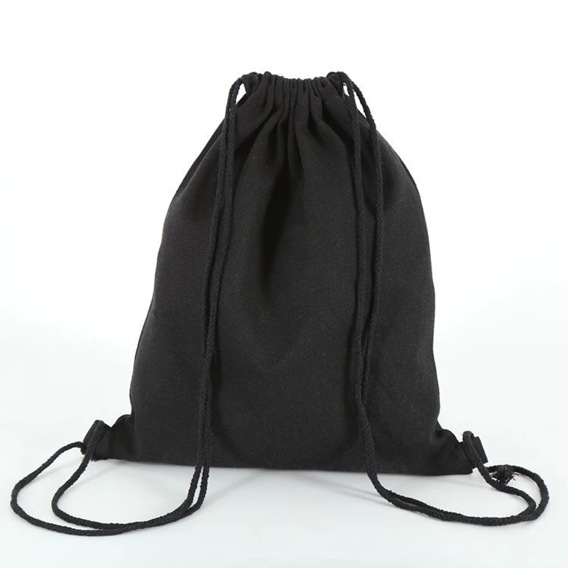 Pure Color Simple Blank Canvas Shoulder Bag Student Drawstring Backpack Drawstring Canvas Bag