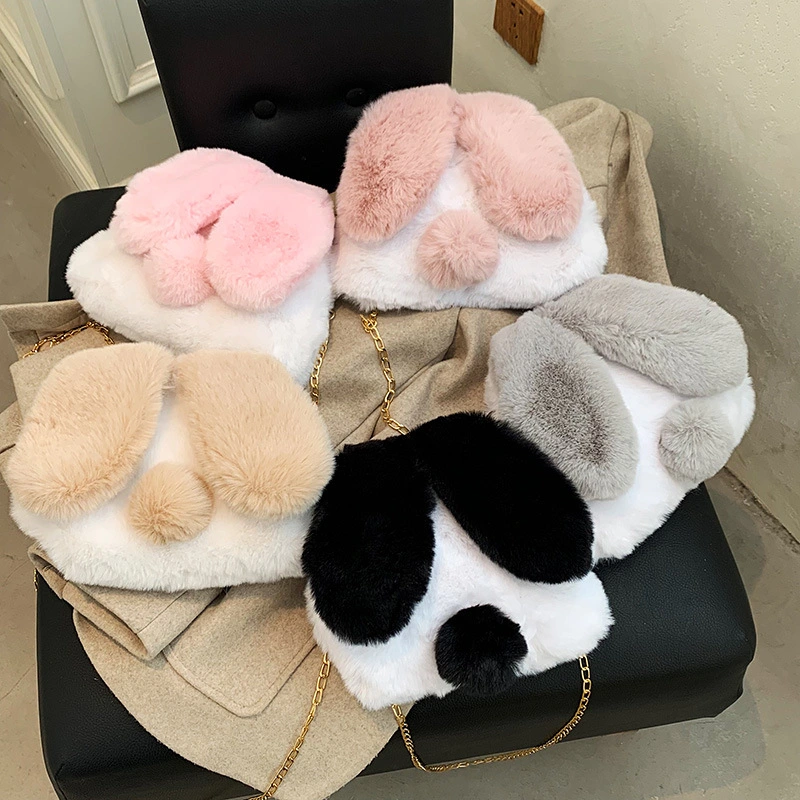 Cute Plush Ears Bunny Tail Fashion Macaron