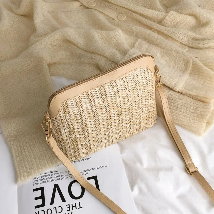 One shoulder woven shell bag