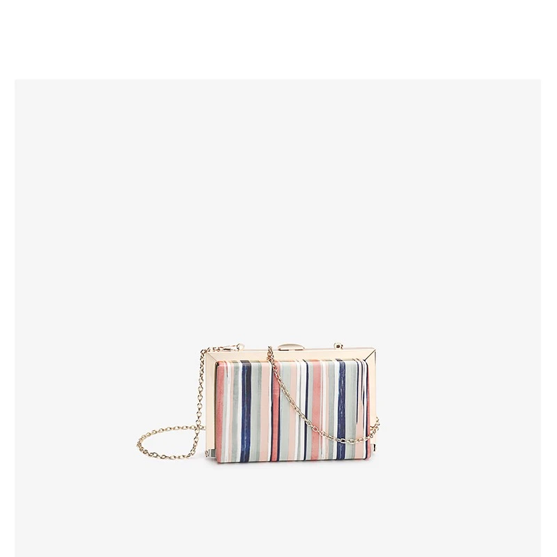 Contrasting color clip bag small square bag