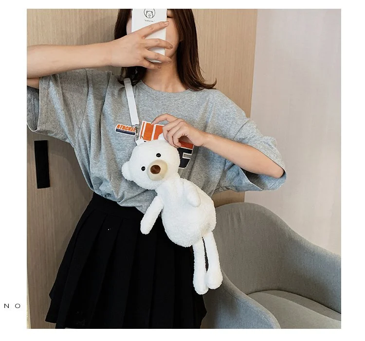 Super fire cute bear plush bag women