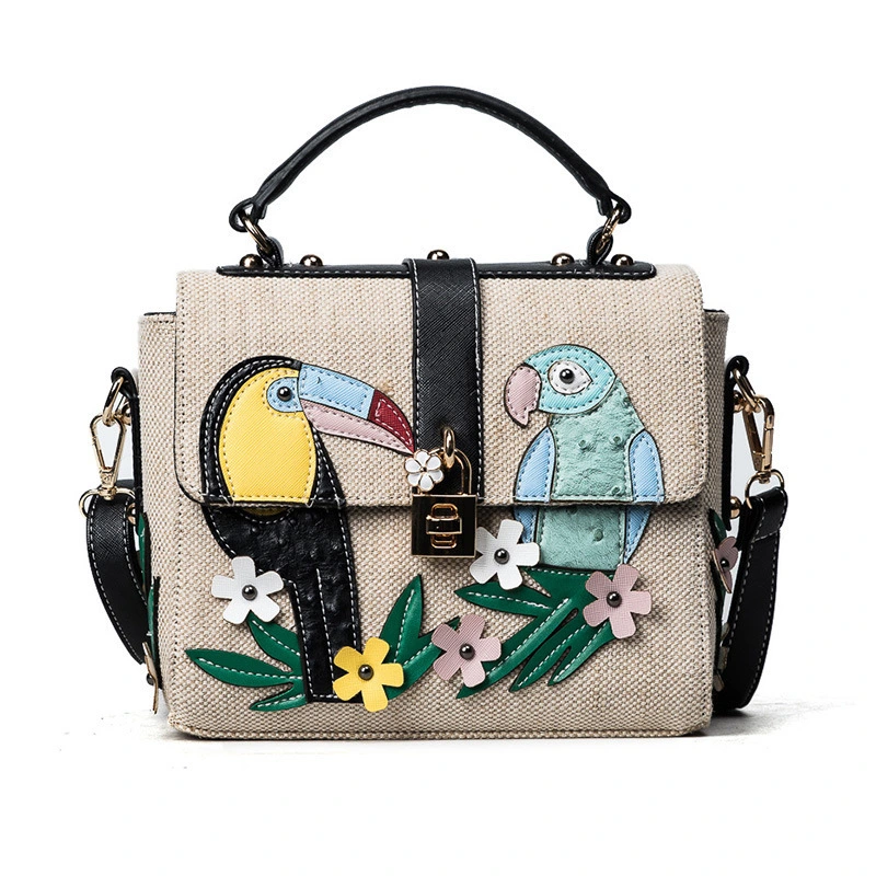 Two color Parrot Bird Decal Single Shoulder Messenger Bag