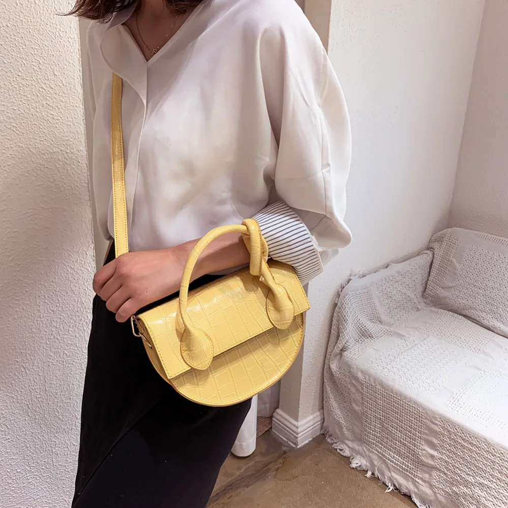 All-match texture one-shoulder portable saddle bag