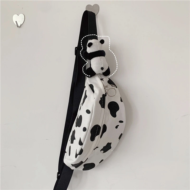 Girls cow print canvas bag