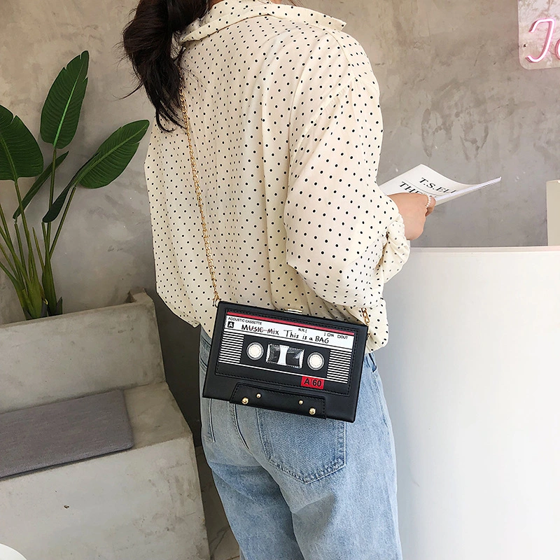 Cassette-shaped shoulder bag