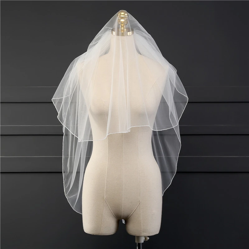 White Veil Bridal Veil Soft Mesh Belt Hair Comb Overlock Short