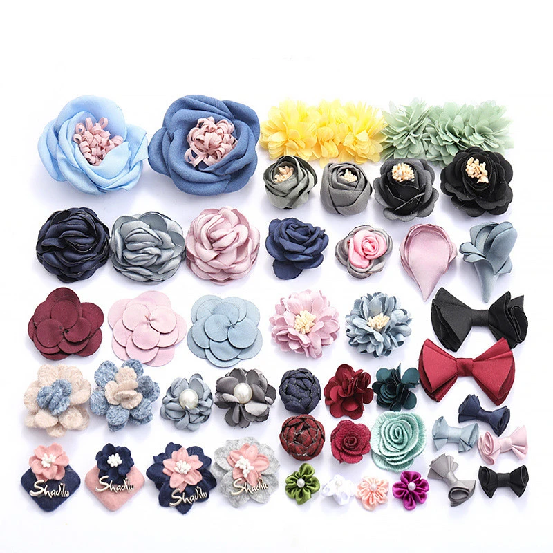 Fabric Flower Rose Sticky Head DIY Handmade Headdress