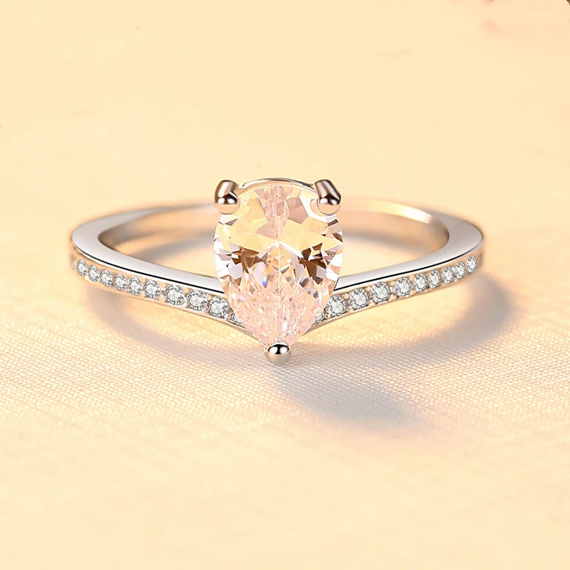 Sterling silver diamond drop crown ring