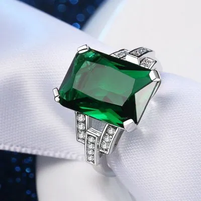 European and American emerald square ring