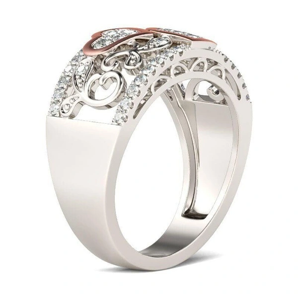 18k rose gold heart to heart ring