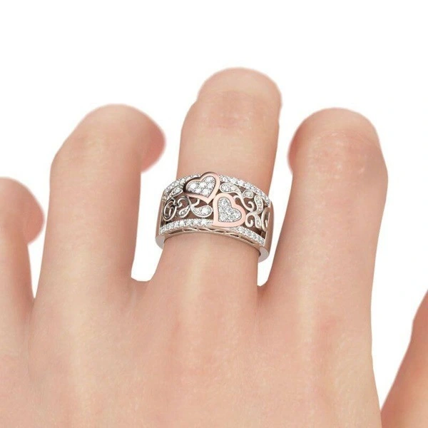 18k rose gold heart to heart ring