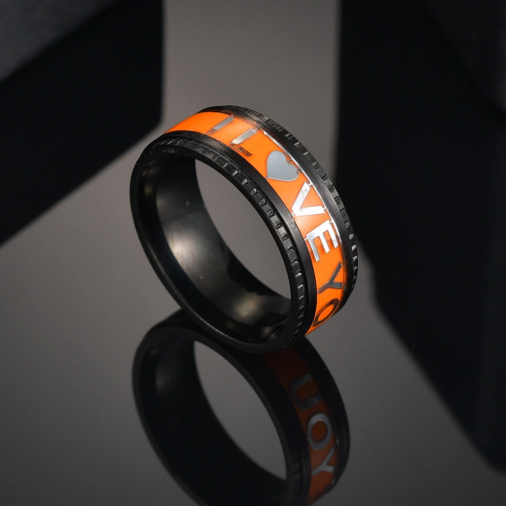 Letter luminous ring stainless steel couple