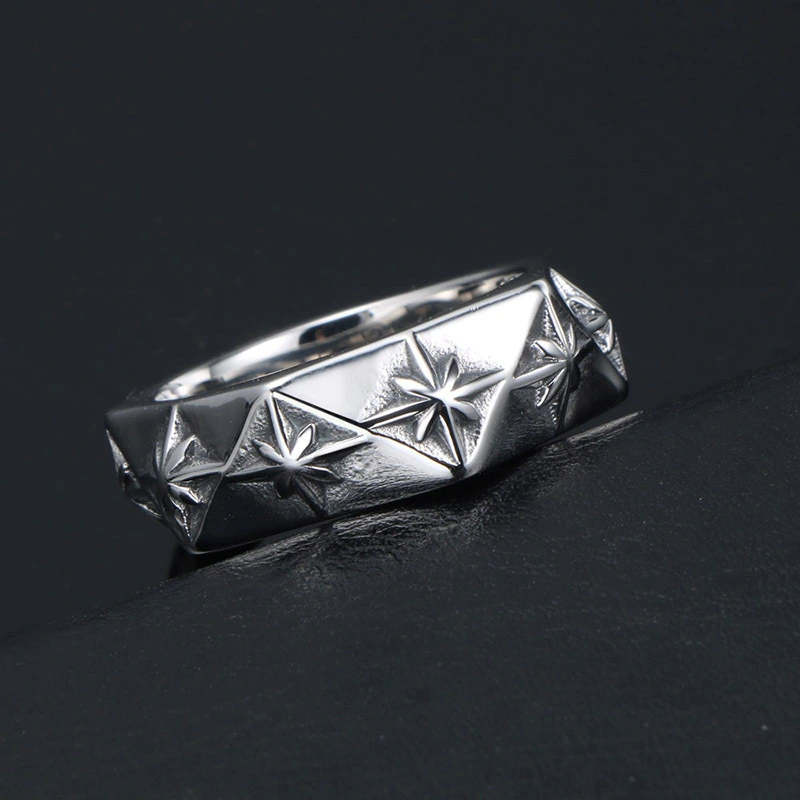 Explosive Titanium Steel Ring Polygon 3D Ring