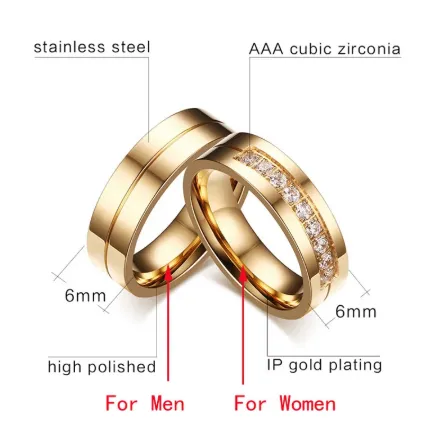 Simple titanium steel couple ring