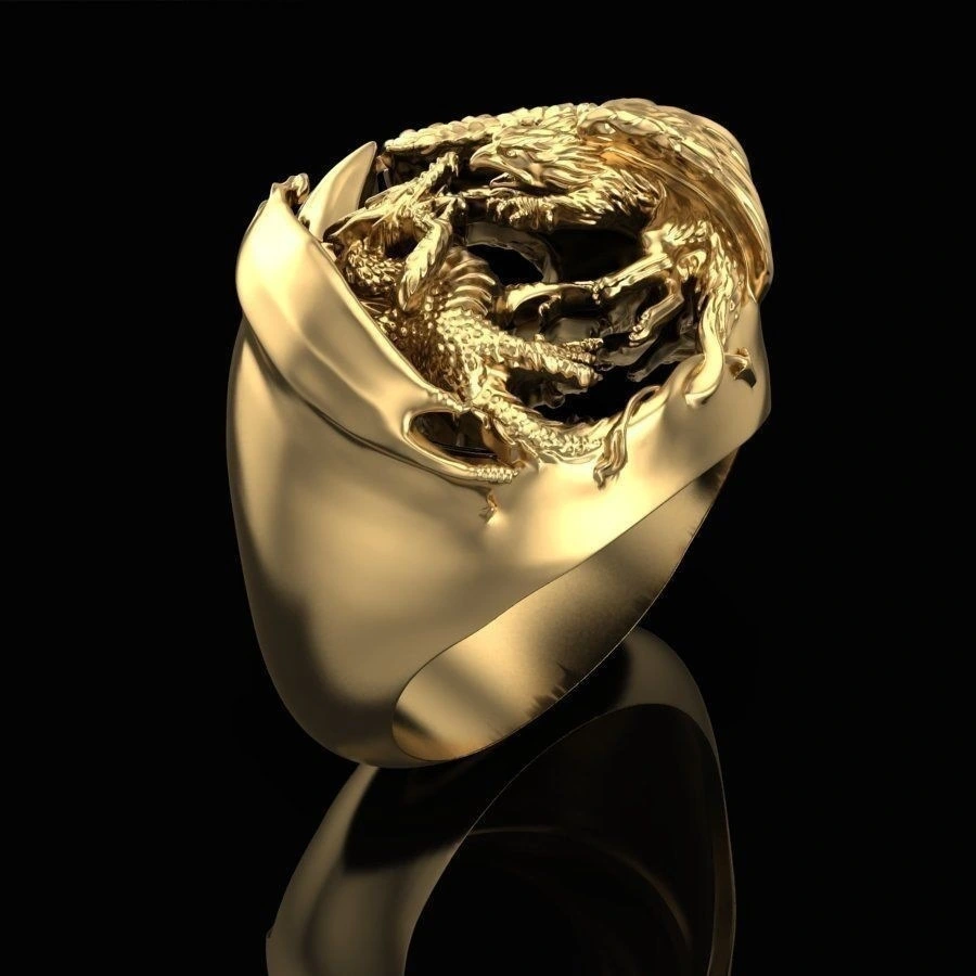 Golden Western Dragon Ring