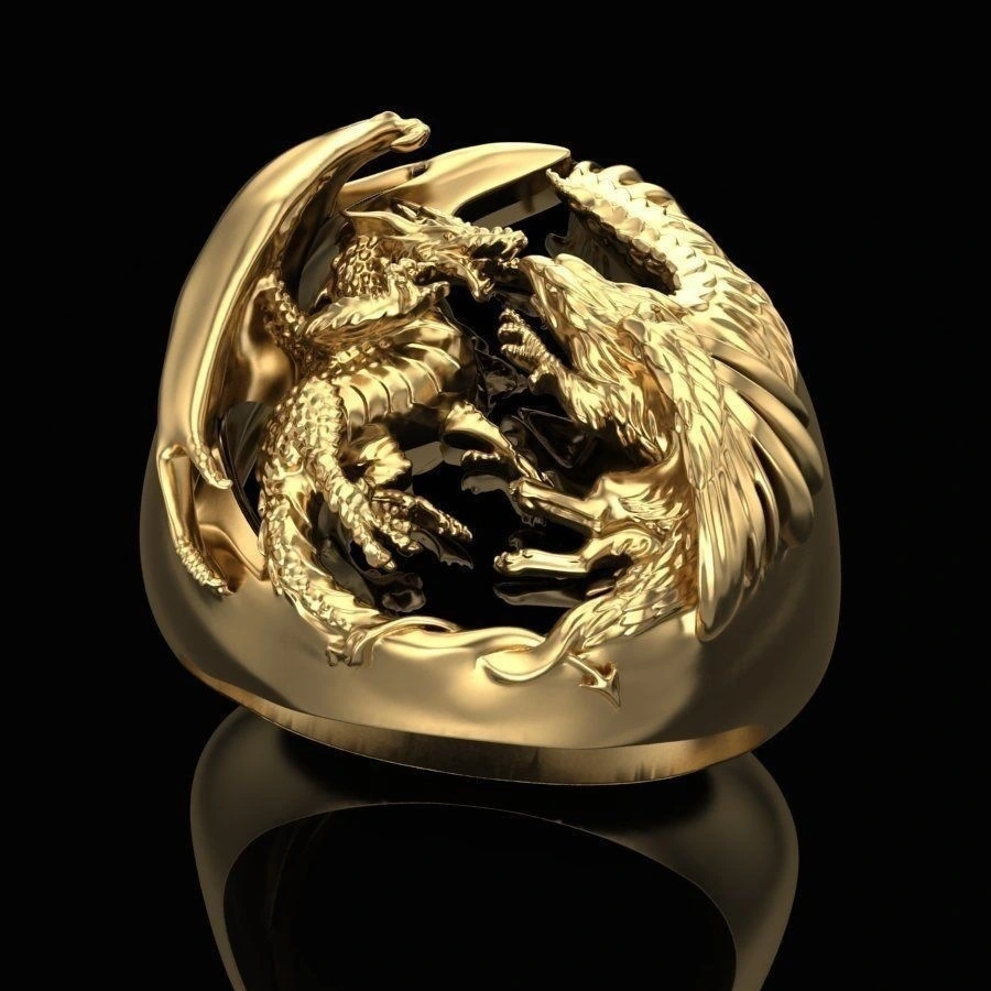 Golden Western Dragon Ring