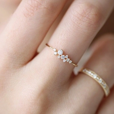 Fashion Crystal Ring Women Gold Plated Zircon Wedding Ring