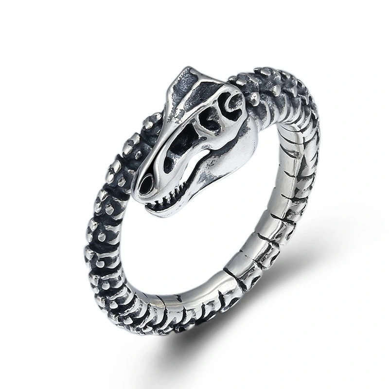 Personalized Dinosaur Skeleton Men's Open Ring Creative Thai Silver Popular Ring