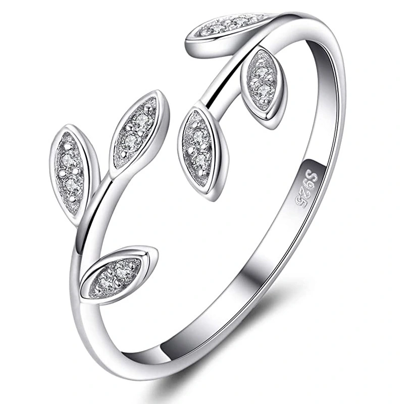 Olive Branch Silver Ladies Sterling Silver S925 Leaf Ring