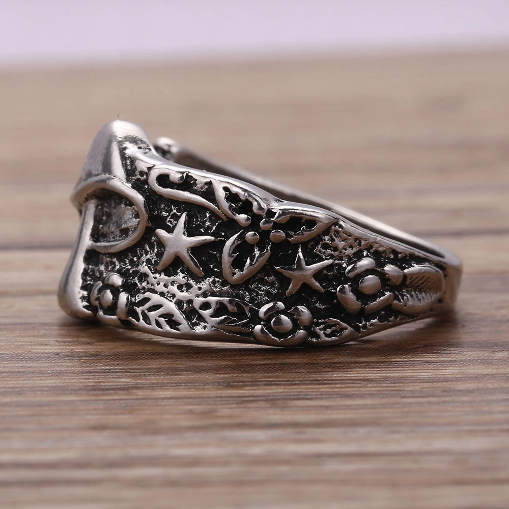 Punk Hip Hop Star Flower Leaf European and American Ring
