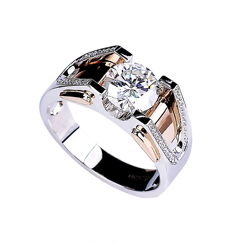 White Gold Rose Two-tone Personality Atmosphere Male Ring