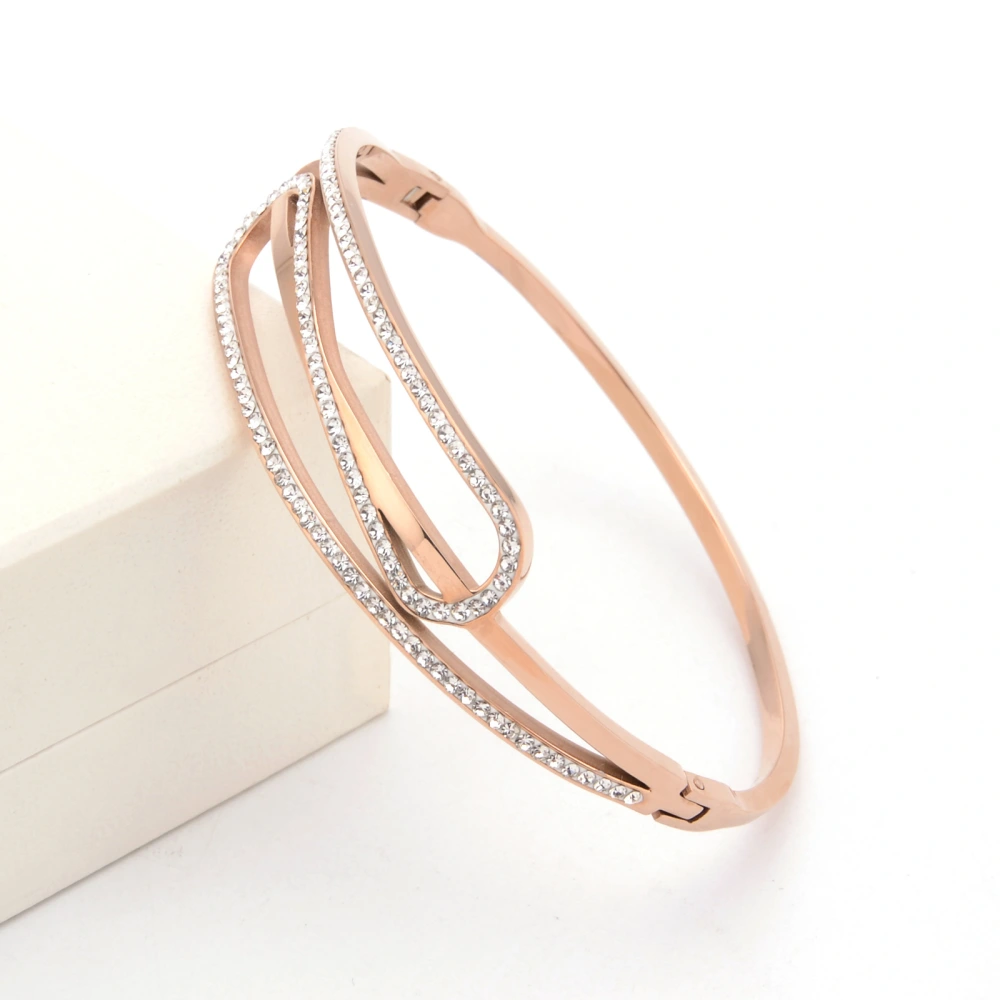 Personalized Titanium Steel Bracelet With Diamonds And Rose Gold