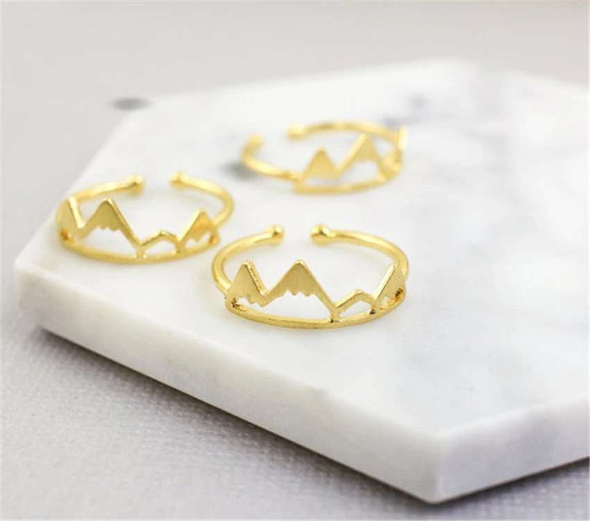 New Fashion Simple Mountain Ring Adjustable Three-color Ring