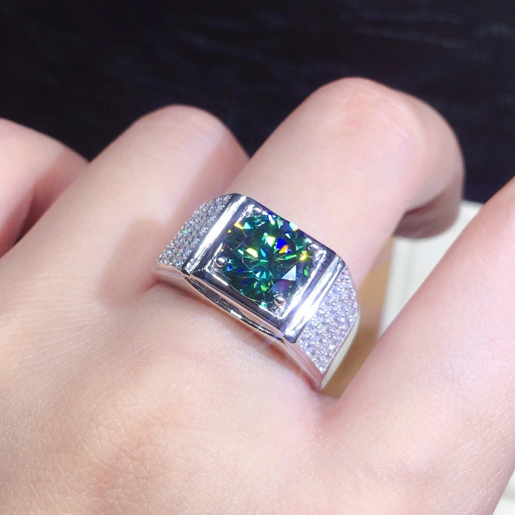 Artificial Blue And Green Moissan Diamond Open Ring