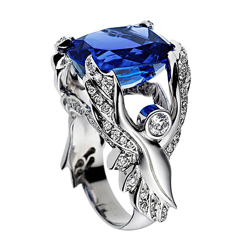 Fashion Creative Wings Wings Inlaid Sapphire Zircon Ring