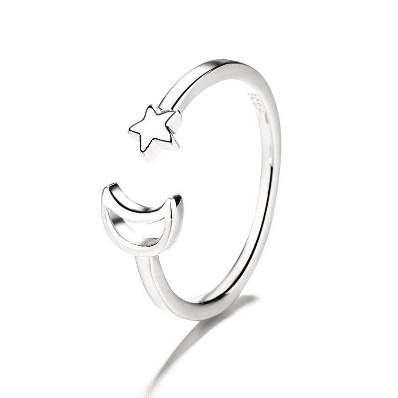 Small Fresh Hand Jewelry Ring Tide Korean Hollow Star and Moon Ring