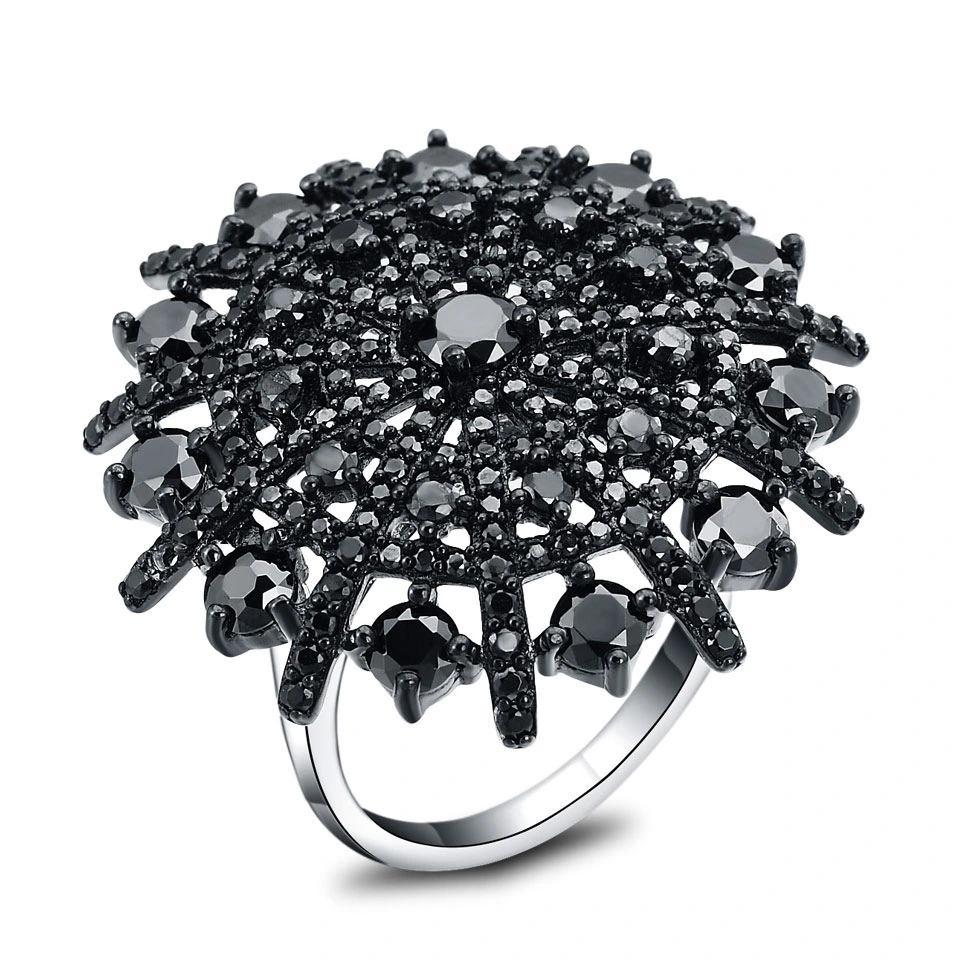 Nano Gemstone Black Spinel Umbrella Ring