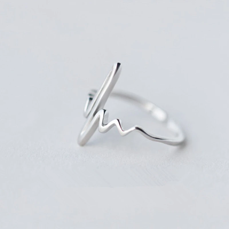 S925 Silver Wave Heartbeat ECG Ring