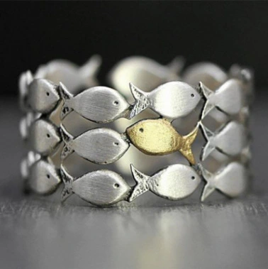 Silver Plated Animal Fish Ring For Women's Wedding