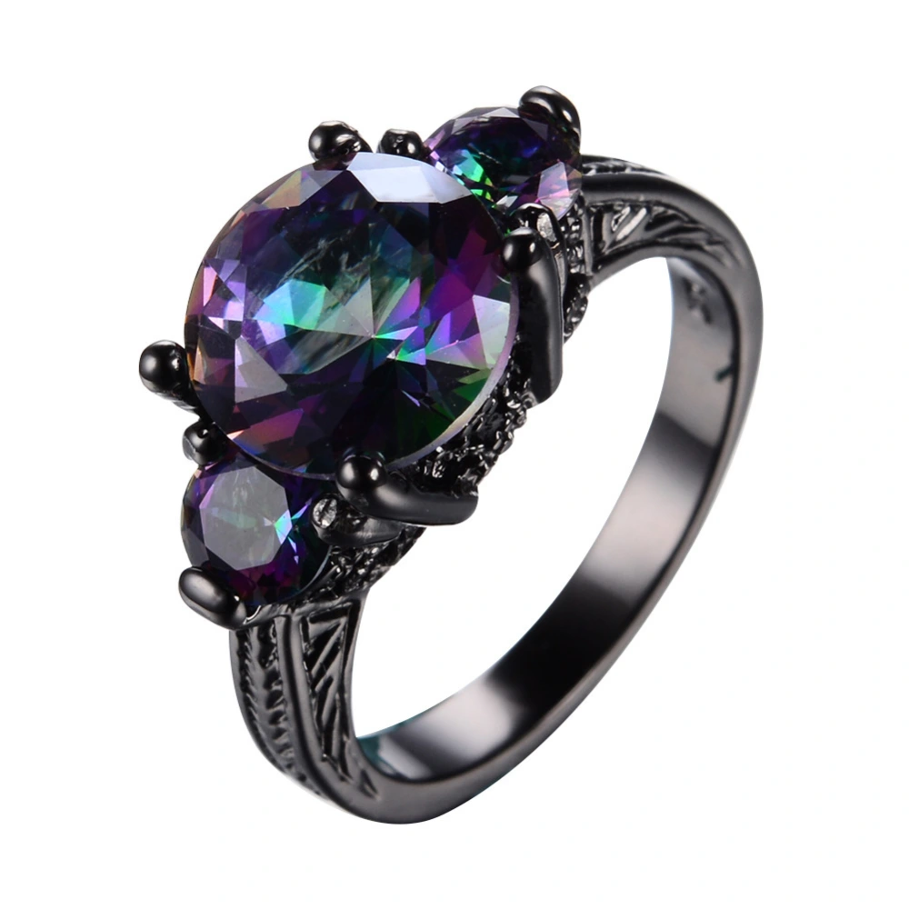 Black Gold And Black Gold Claws Colorful Round Diamond Zircon Ring