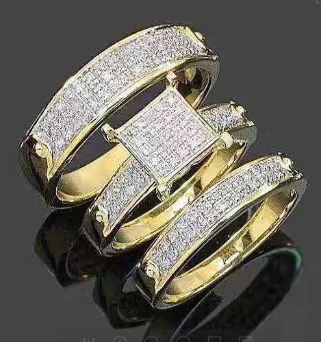 Couple's Three-Piece Ring European And American Fashion Three-In-One Ring