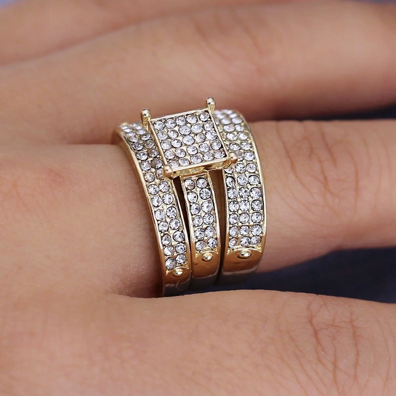 Couple's Three-Piece Ring European And American Fashion Three-In-One Ring