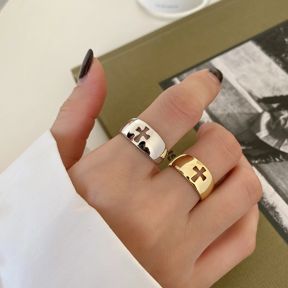 Korean Korean Style Sterling Silver Cross Ring Female Open Index Finger Ring