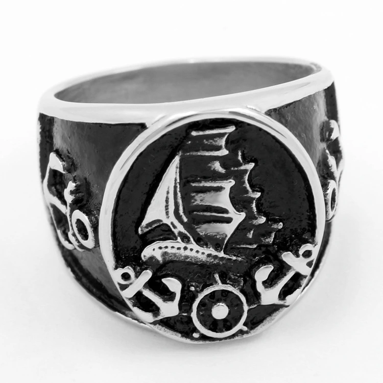 Domineering Sail Titanium Stainless Steel Vintage Ring