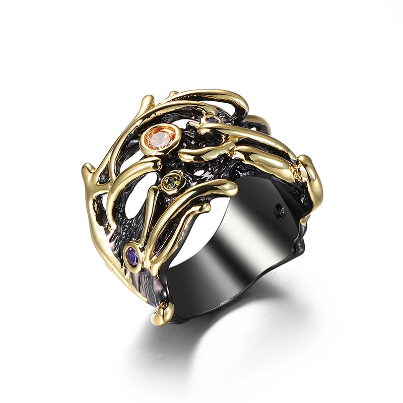 Exquisite Craftsmanship Ring Hollow Geometric Inlaid Couple Ring