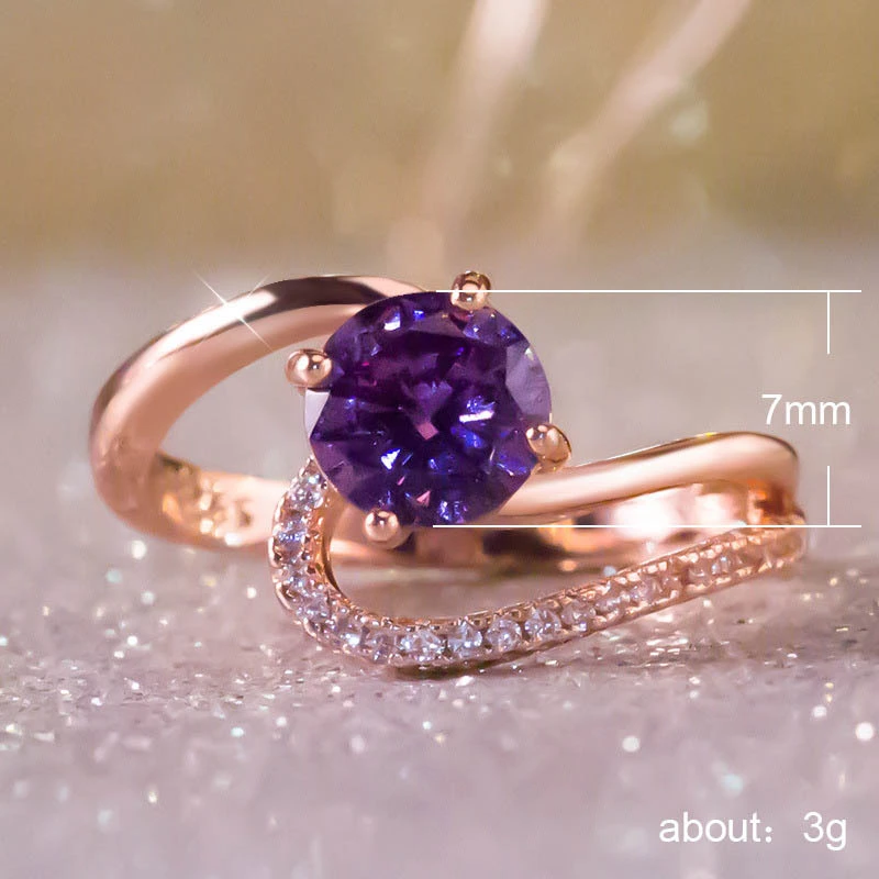 Purple Crystal Zircon Ring