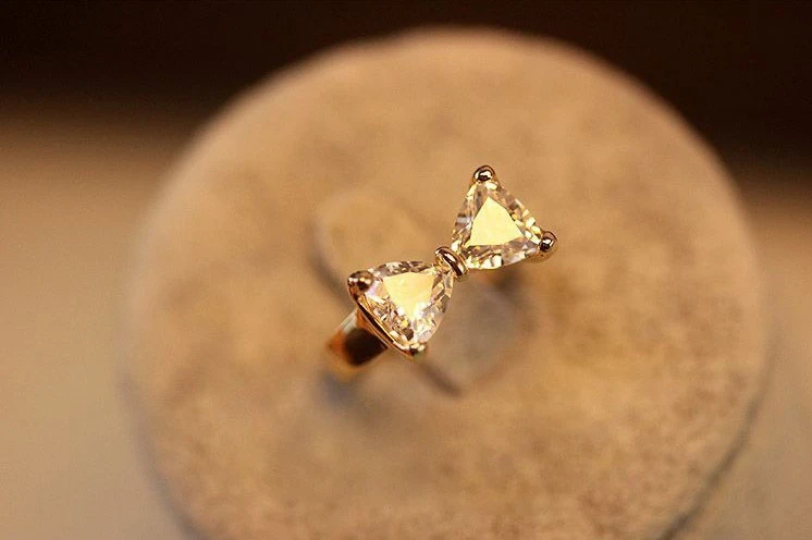 Sweet Bow Love Ring Korean Style Zircon Ring