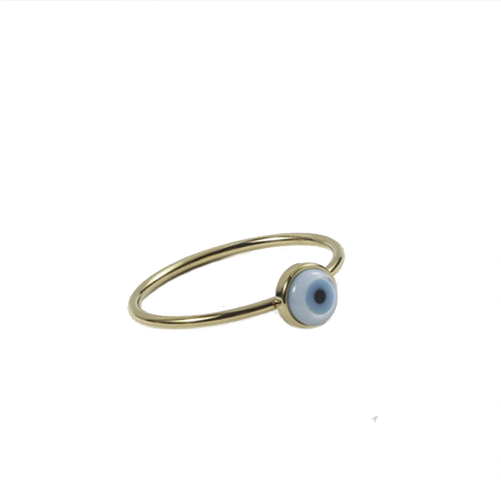 Titanium Steel Plated Real Gold Turkish Ring Blue Eye Ring