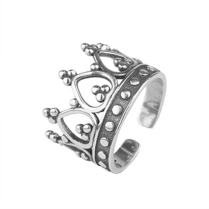 Japan And Korea S925 Sterling Silver Roman Crown Ring Lady