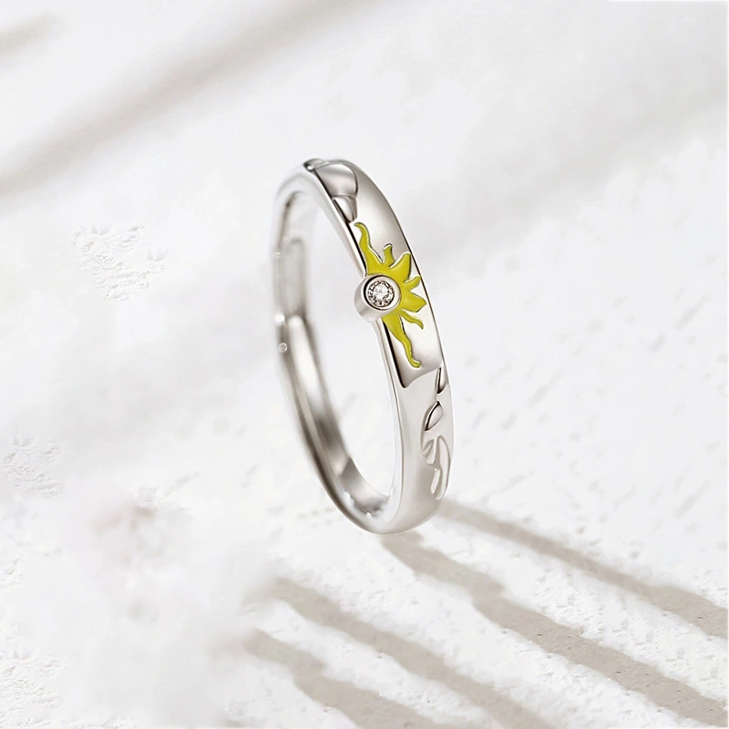 Sun Moon Stars Sterling Silver Couple Ring