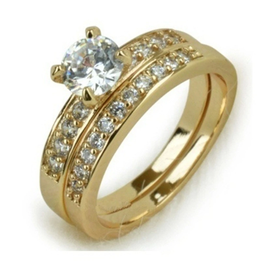 18k Gold-Plated Couple Simulation Diamond Engagement Ring For Men And Women In Europe And America