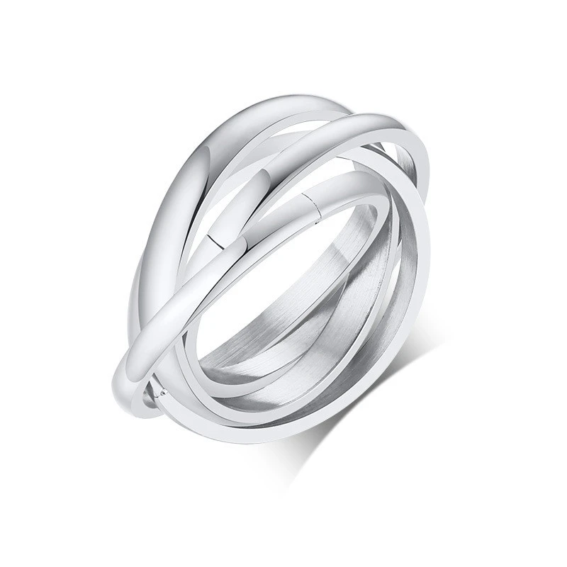 Small Joints Ladies Stacking Stainless Steel Four-ring Ring