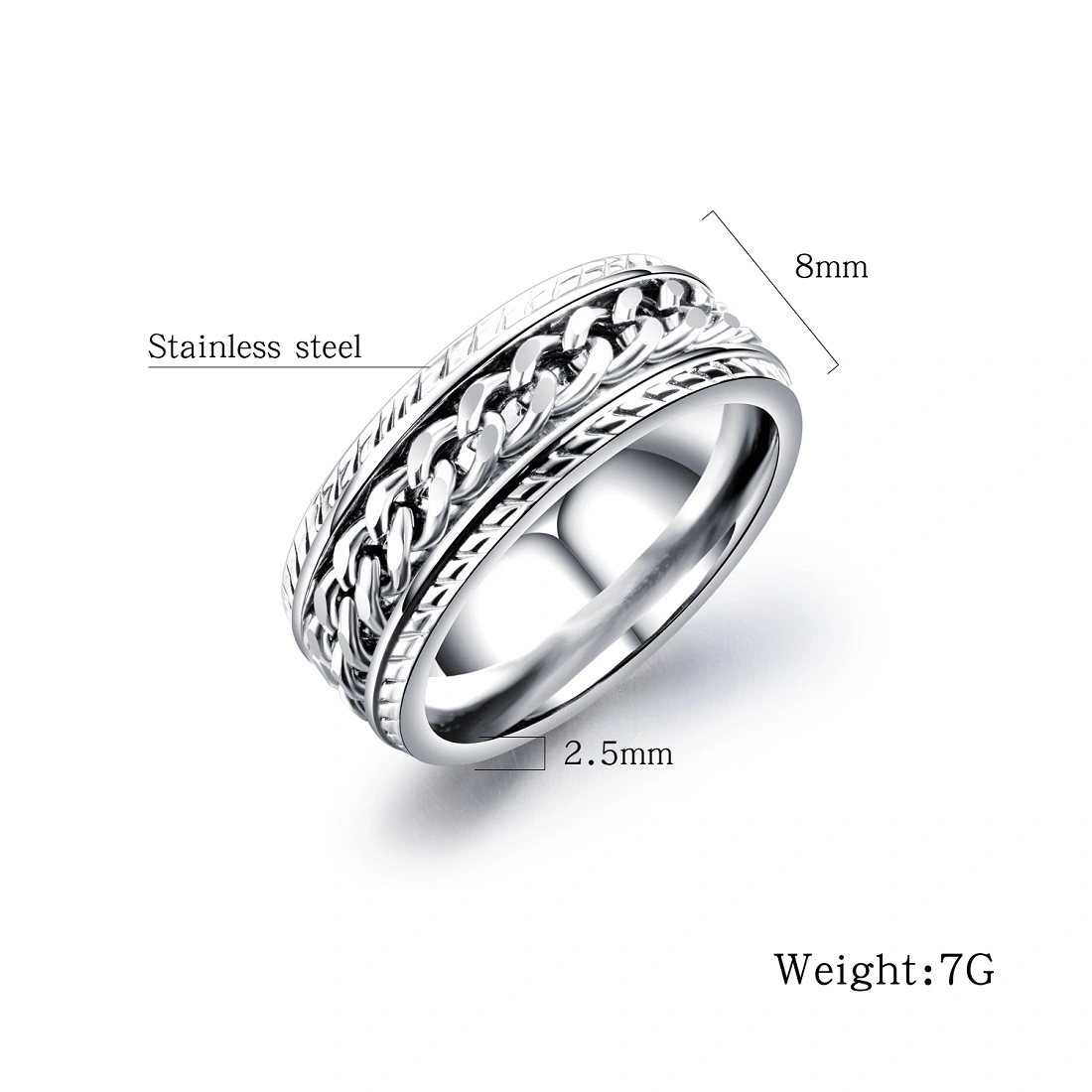 Simple Trendy Men's Chain Titanium Steel Ring